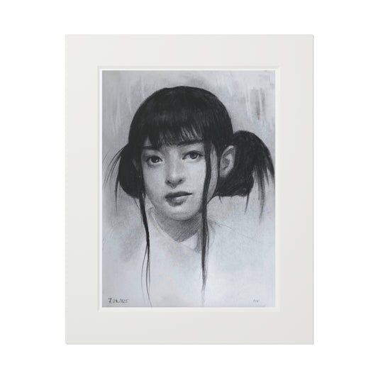 New Jeans Hanni Charcoal Portrait - Framed Fine Art Print