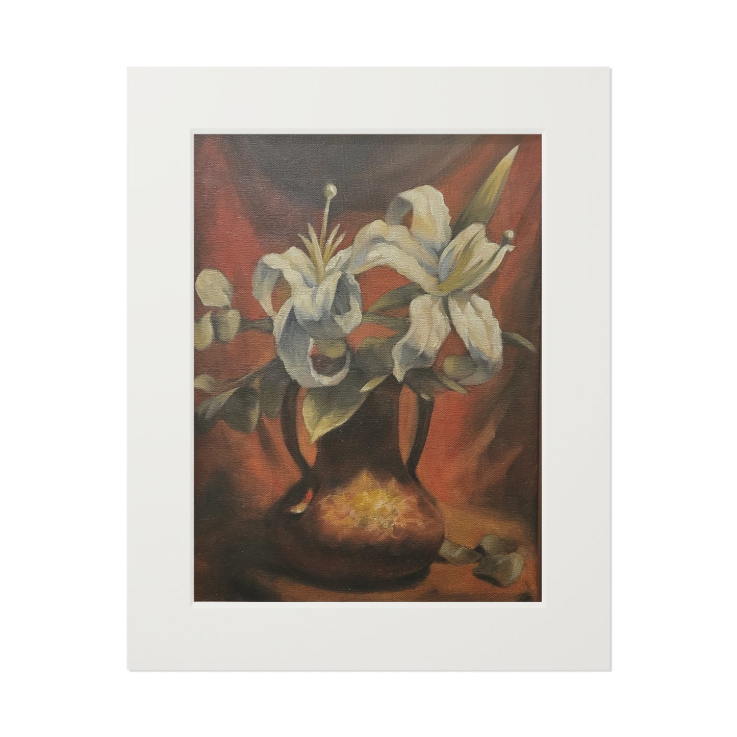 Lilies in a copper vase -  Framed Fine Art Print
