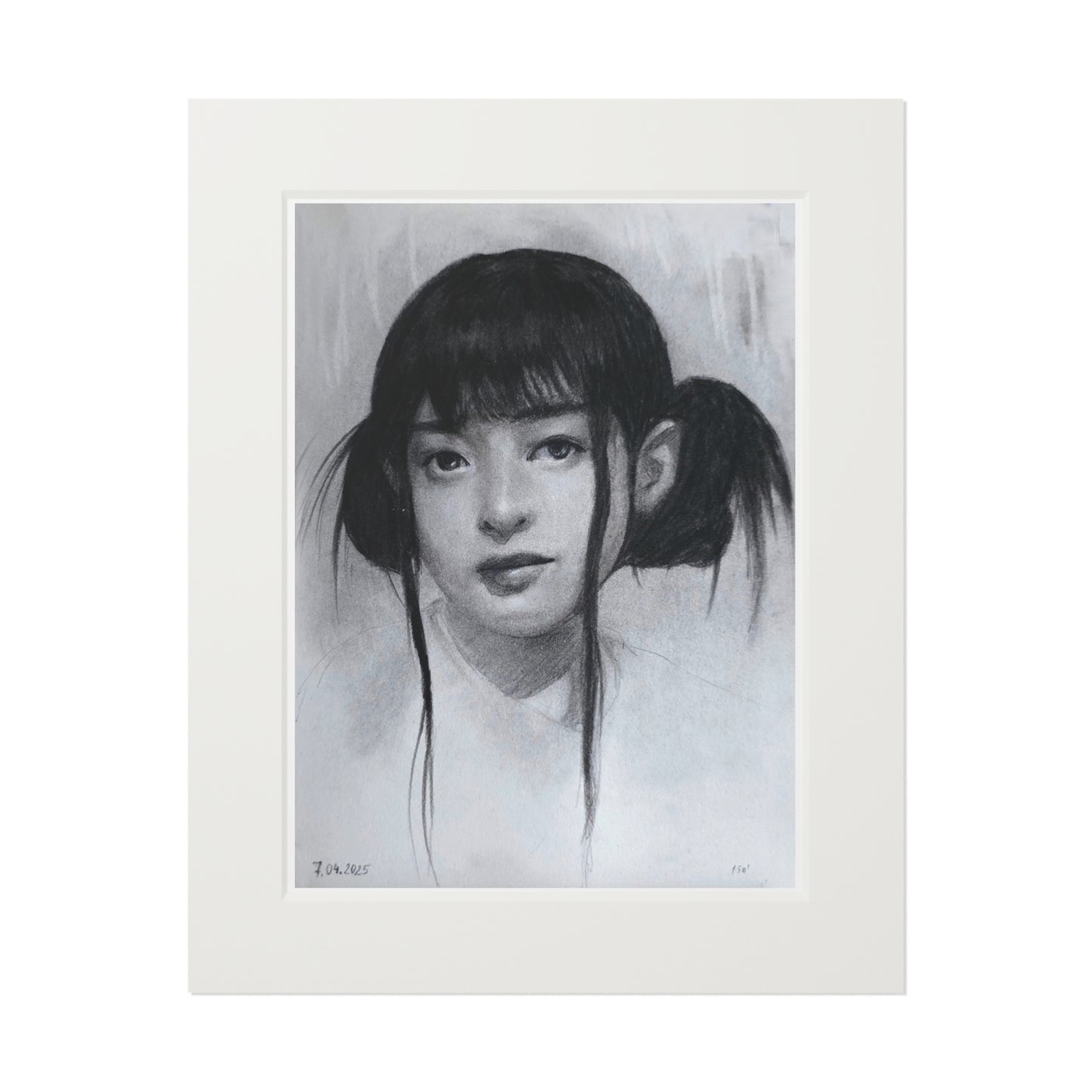 New Jeans Hanni Charcoal Portrait -  Framed Fine Art Print