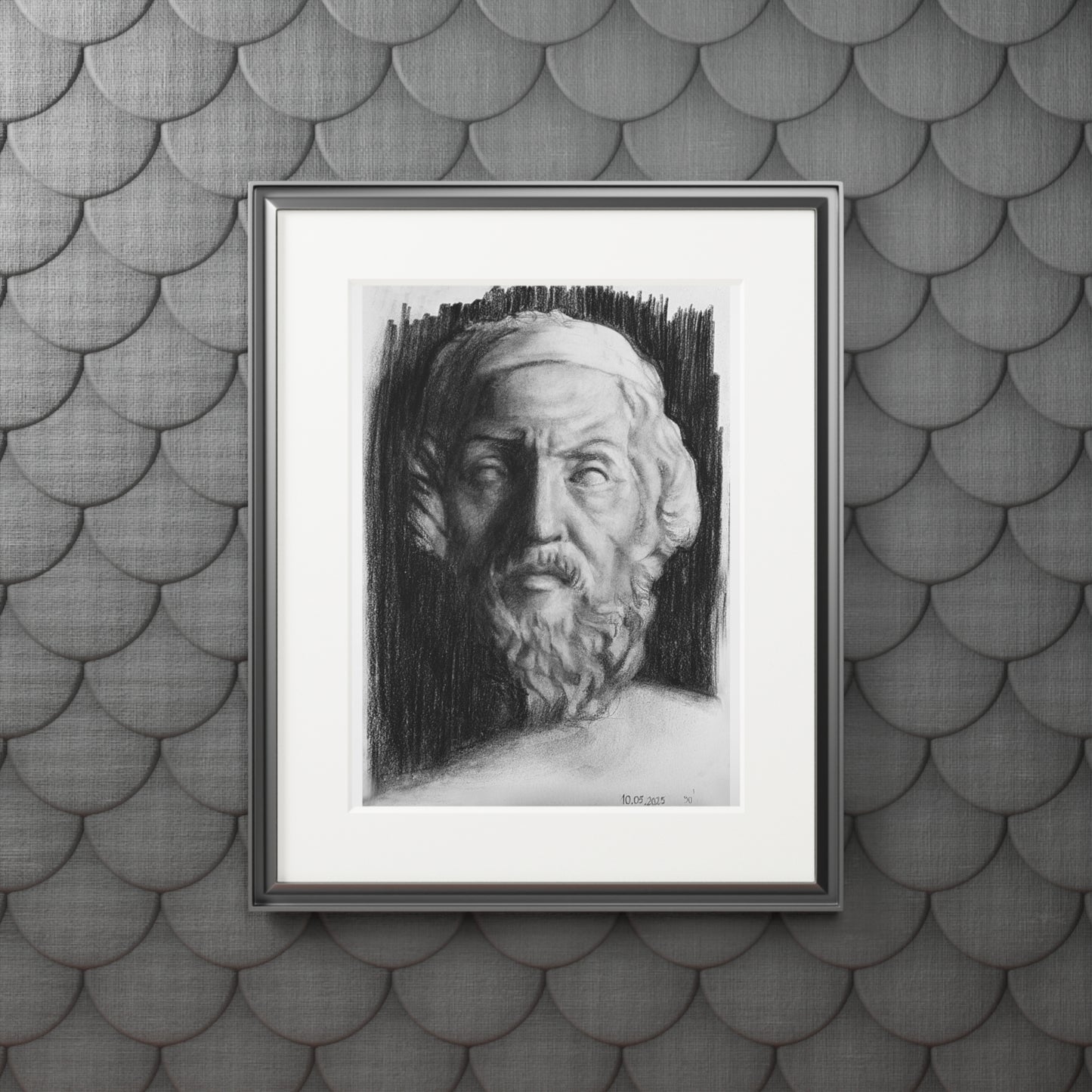 Homer Charcoal Portrait -  Framed Fine Art Print