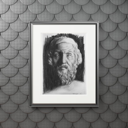 Homer Charcoal Portrait -  Framed Fine Art Print