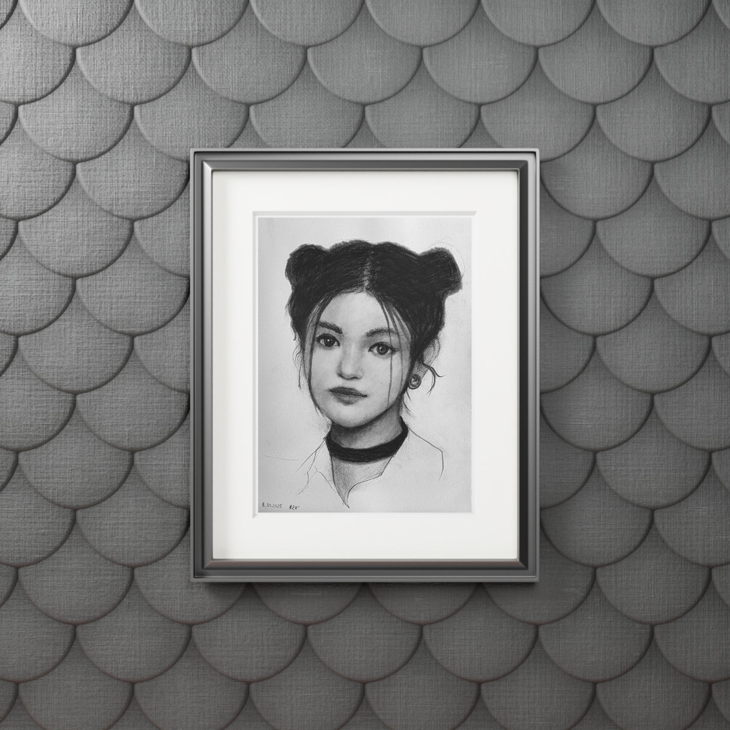 New Jeans Danielle Charcoal Portrait -  Framed Fine Art Print