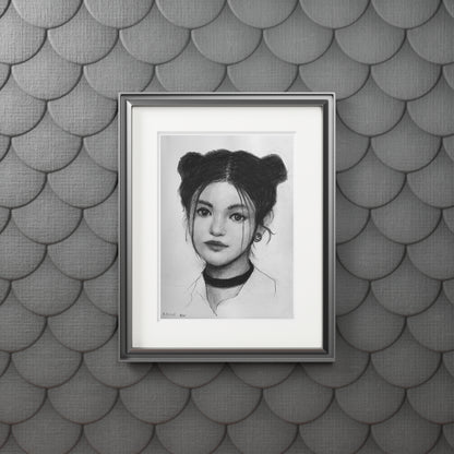 New Jeans Danielle Charcoal Portrait -  Framed Fine Art Print