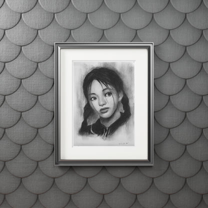 New Jeans Hyein charcoal portrait - A4 (21x29.7cm)