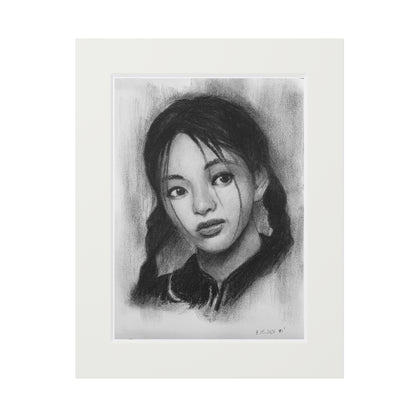 New Jeans Hyein Charcoal Portrait -  Framed Fine Art Print