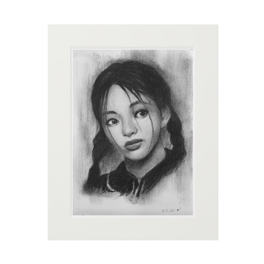 New Jeans Hyein Charcoal Portrait -  Framed Fine Art Print