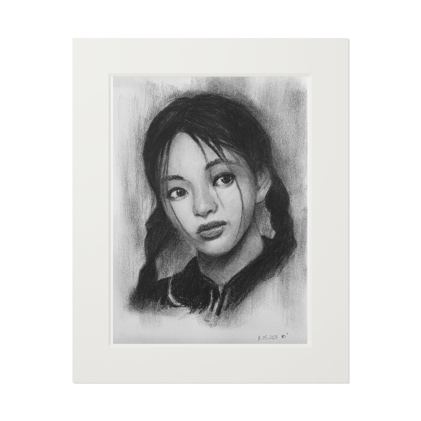 New Jeans Hyein charcoal portrait - A4 (21x29.7cm)