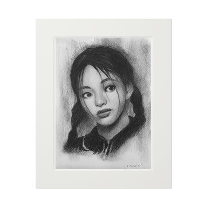 New Jeans Hyein charcoal portrait - A4 (21x29.7cm)