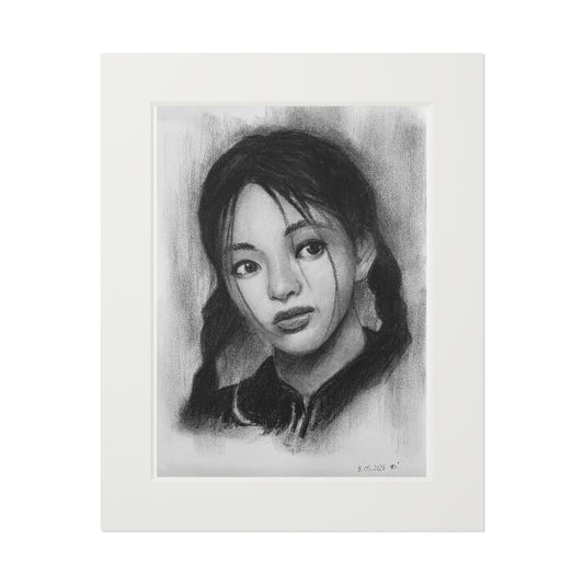 New Jeans Hyein charcoal portrait - A4 (21x29.7cm)