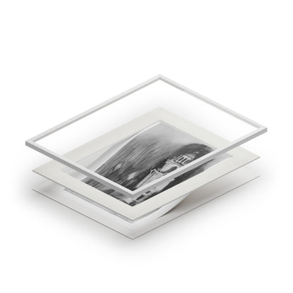 Church Tower Charcoal Drawing -  Framed Fine Art Print