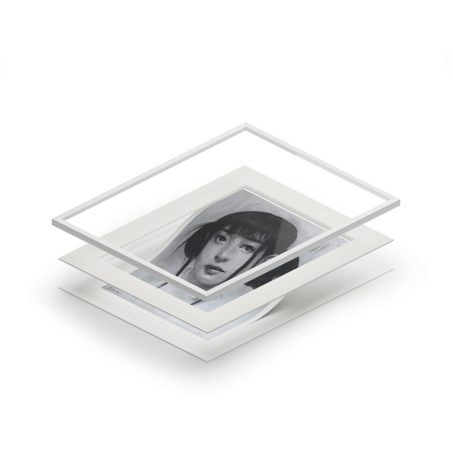 New Jeans Hanni Charcoal Portrait -  Framed Fine Art Print