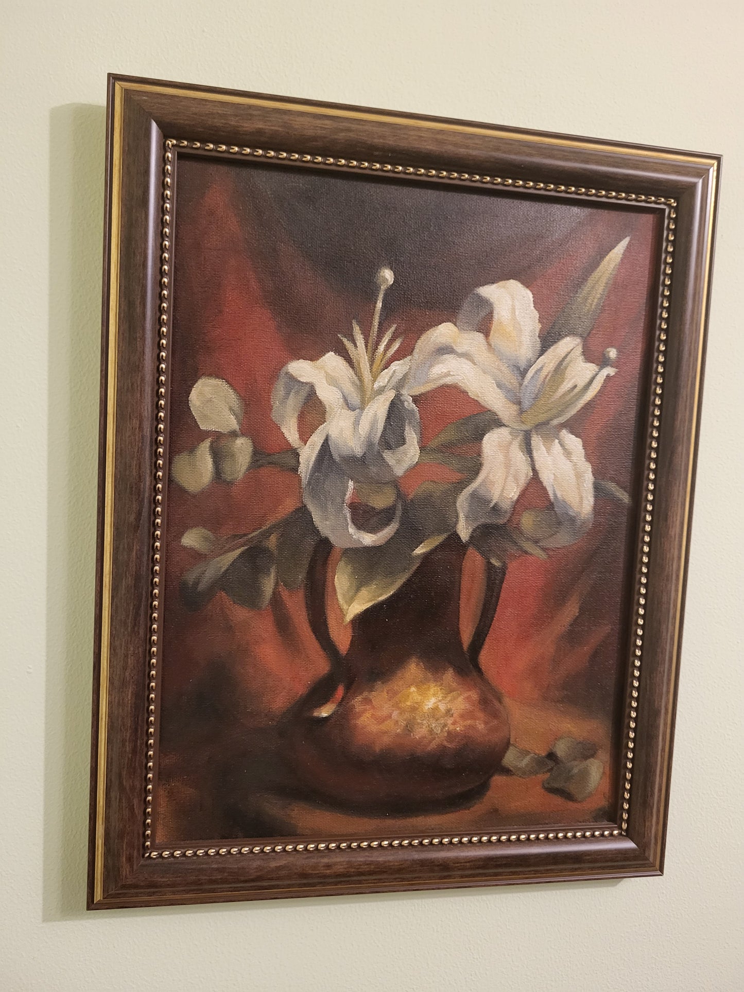 White Lilies - oil on canvas board, 30x40 cm