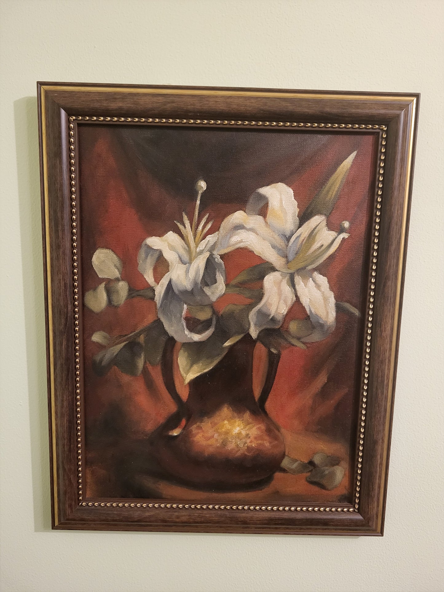 White Lilies - oil on canvas board, 30x40 cm