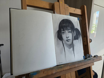 New Jeans Hanni charcoal portrait - A4 (21x29.7cm)