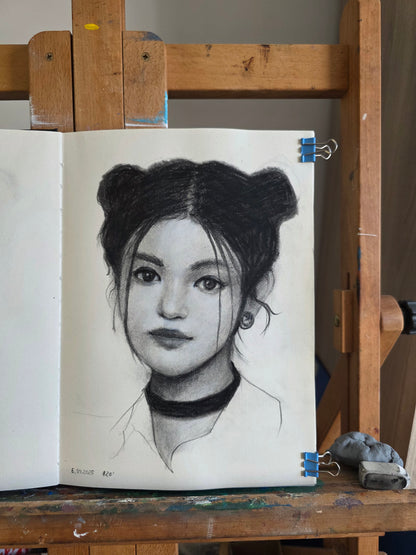 New Jeans Danielle charcoal portrait - A4 (21x29.7cm)