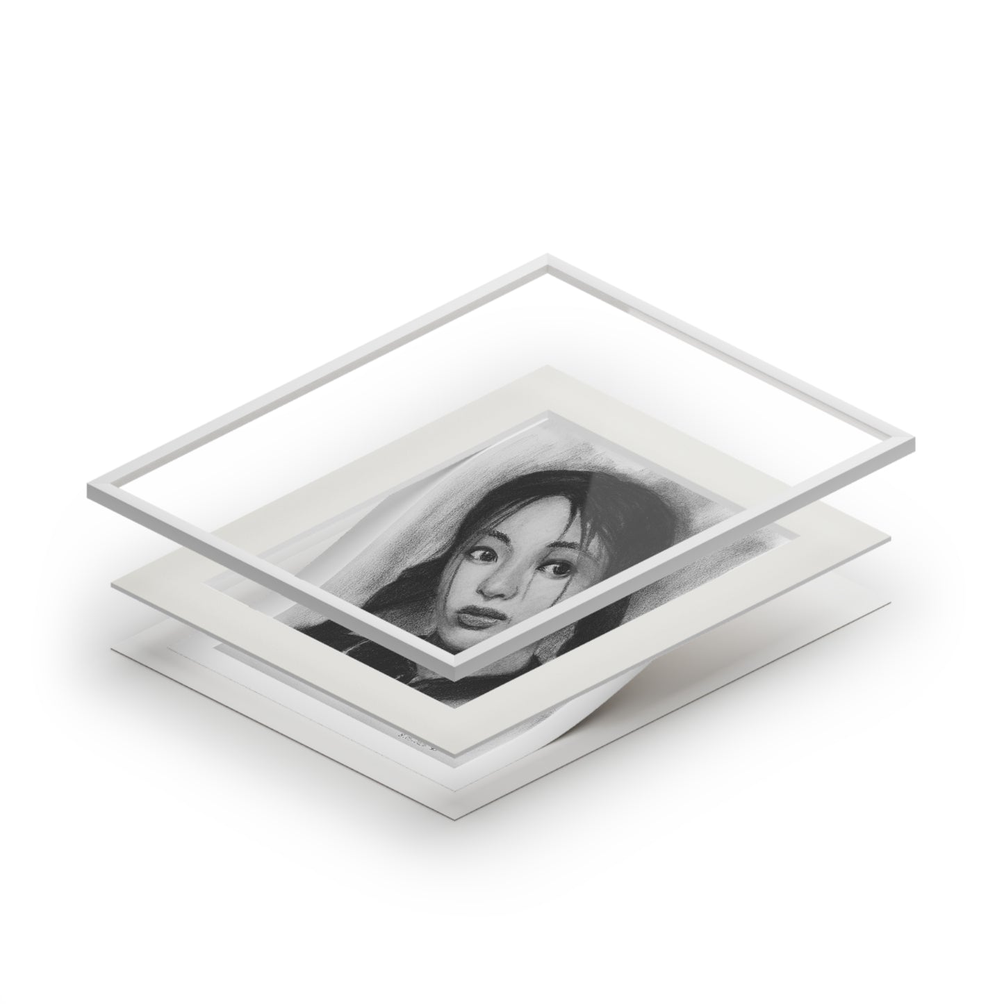 New Jeans Hyein Charcoal Portrait -  Framed Fine Art Print