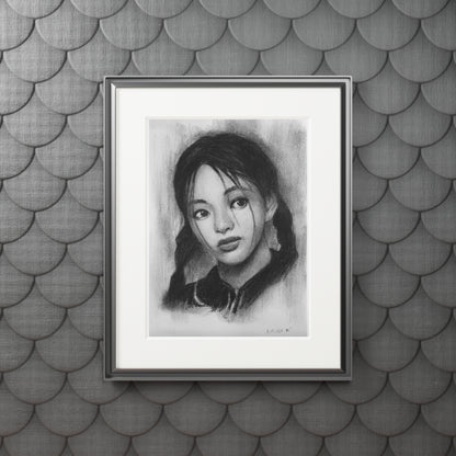 New Jeans Hyein Charcoal Portrait -  Framed Fine Art Print