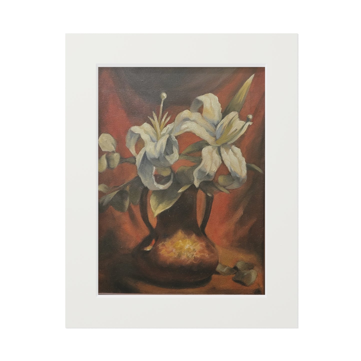 Lilies in a copper vase -  Framed Fine Art Print