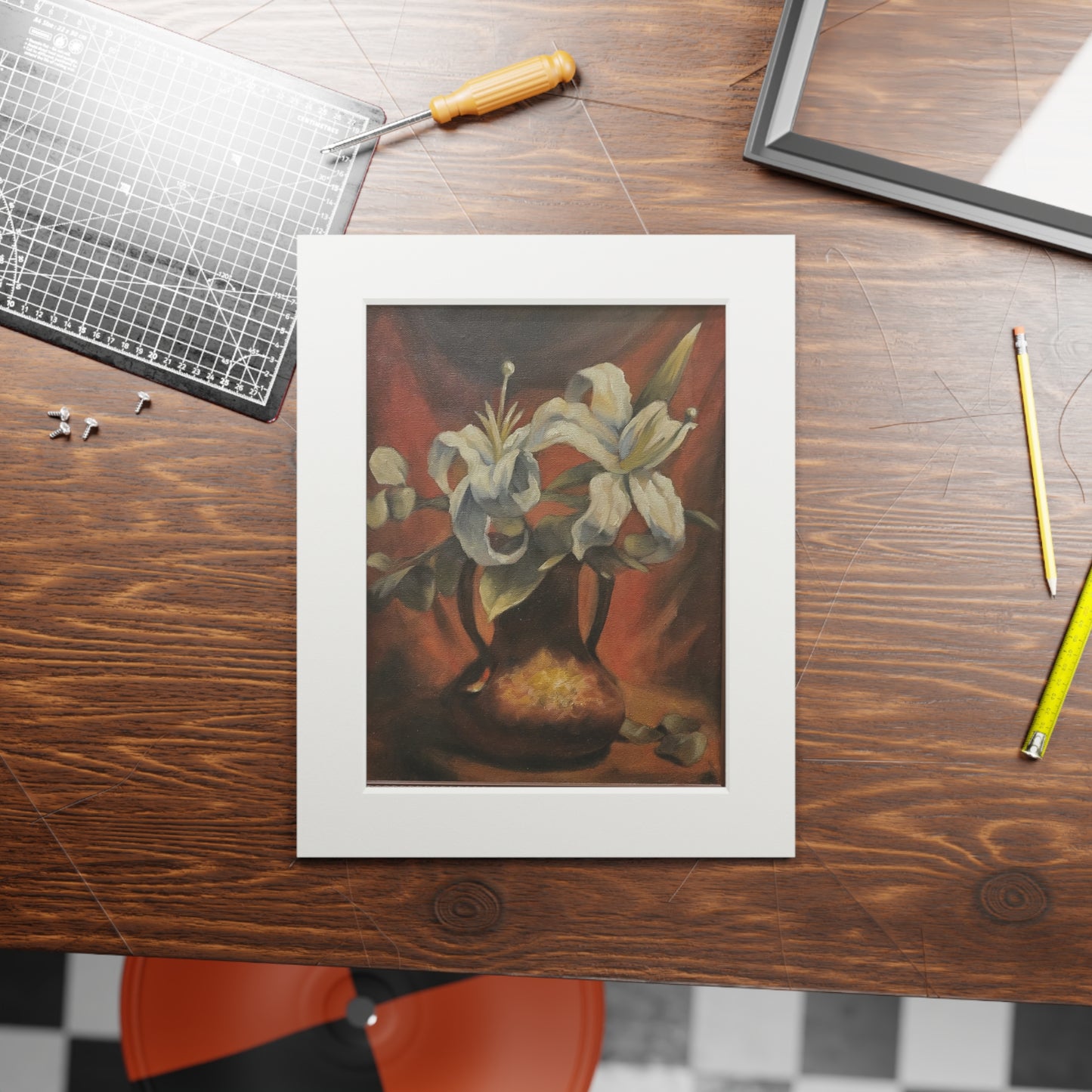 Lilies in a copper vase -  Framed Fine Art Print