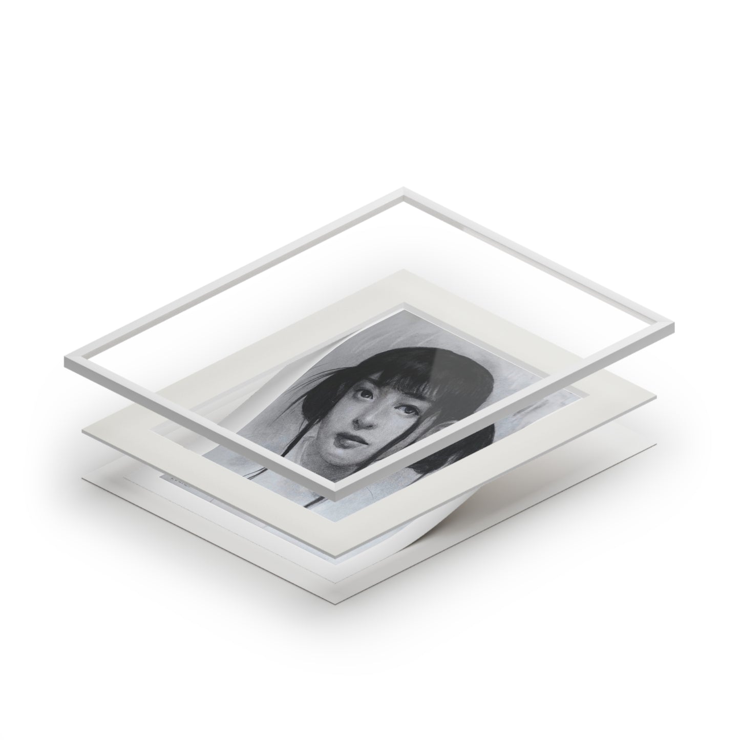 New Jeans Hanni Charcoal Portrait -  Framed Fine Art Print