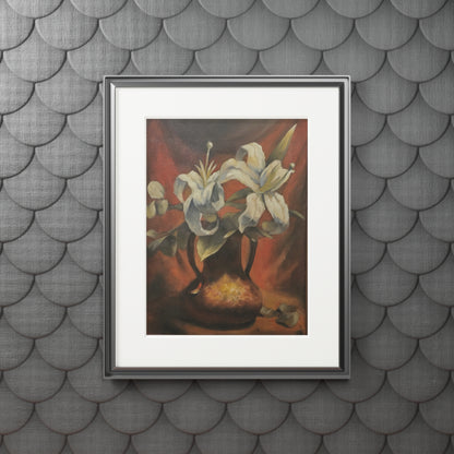 Lilies in a copper vase -  Framed Fine Art Print