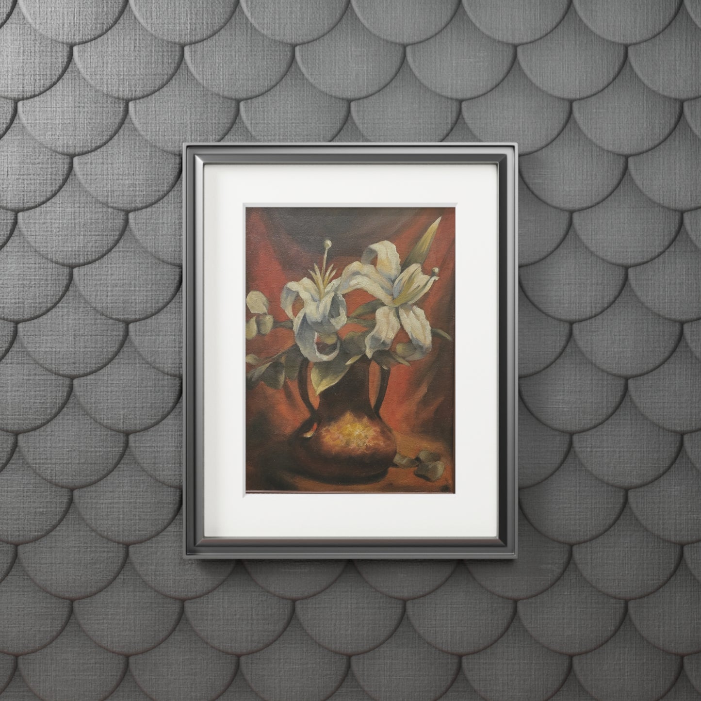 Lilies in a copper vase -  Framed Fine Art Print