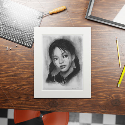 New Jeans Hyein Charcoal Portrait -  Framed Fine Art Print