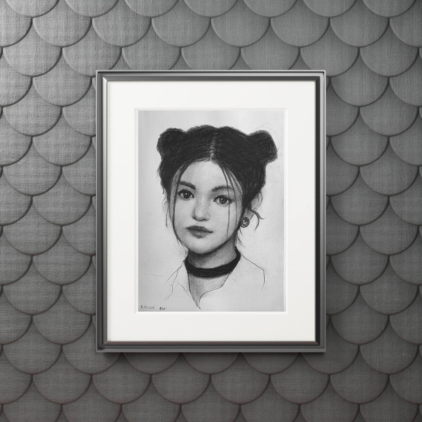 New Jeans Danielle Charcoal Portrait -  Framed Fine Art Print