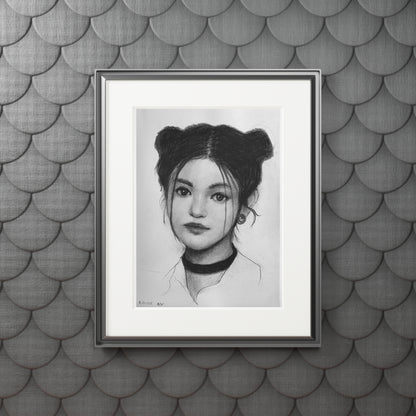 New Jeans Danielle Charcoal Portrait -  Framed Fine Art Print