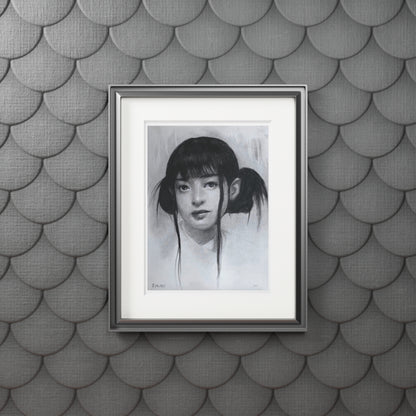 New Jeans Hanni Charcoal Portrait -  Framed Fine Art Print