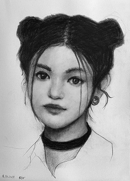 New Jeans Danielle charcoal portrait - A4 (21x29.7cm)